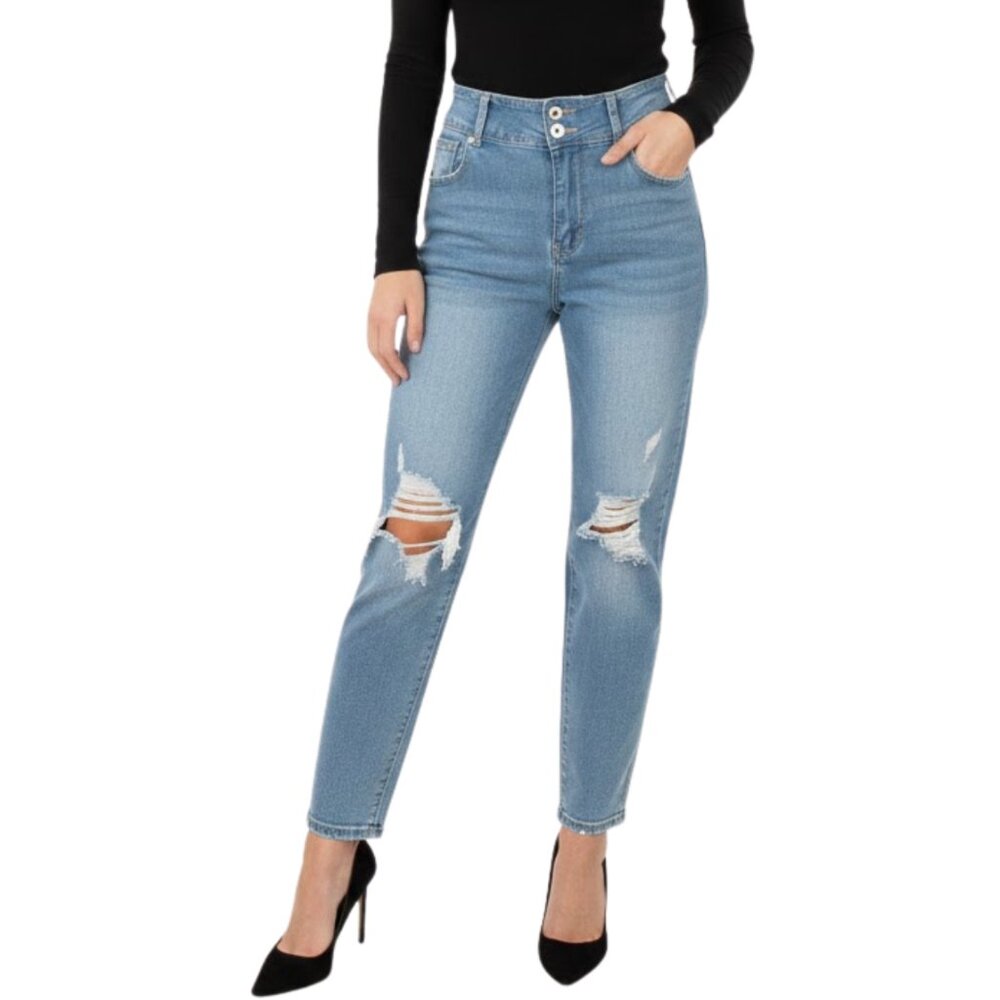 Telepatía High Rise Distressed Skinny Jeans Light Wash Plus Size 14W